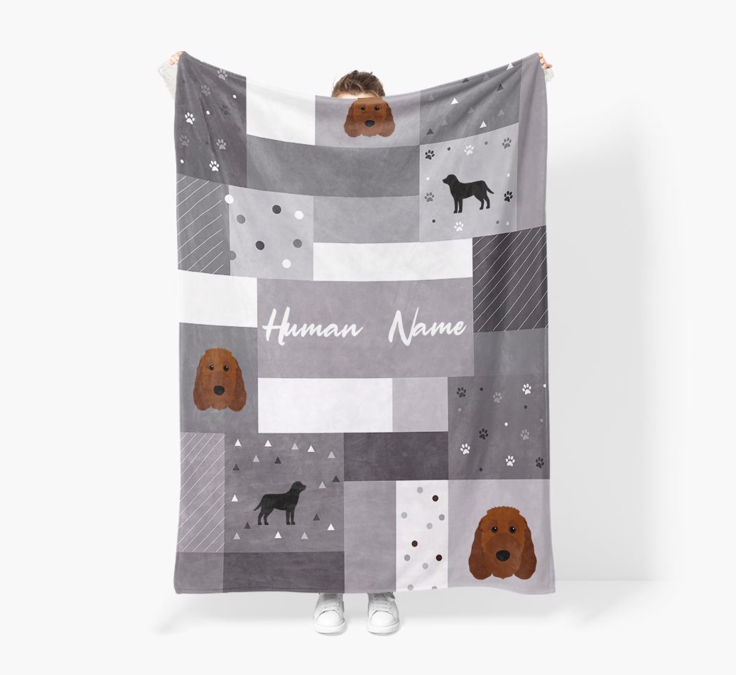 Patchwork: Personalised {breedFullName} Premium Sherpa Fleece Blanket