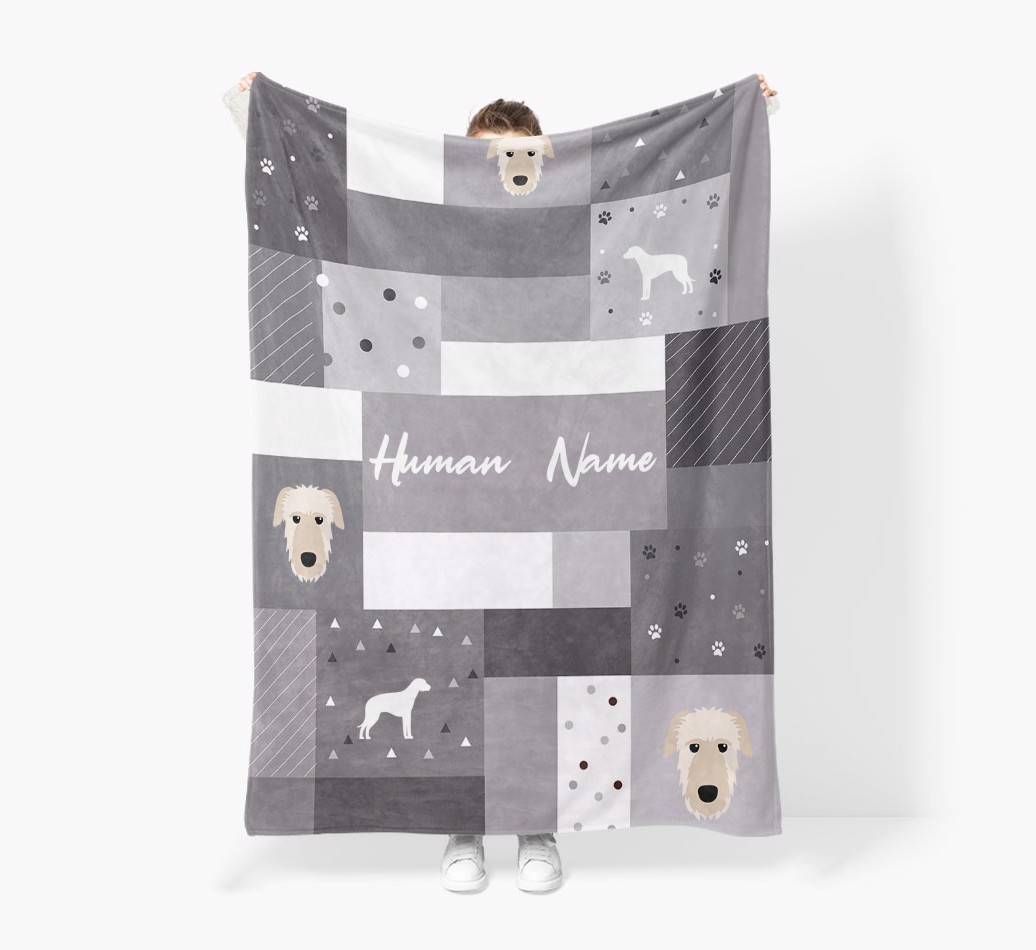 Patchwork: Personalised {breedFullName} Premium Sherpa Fleece Blanket