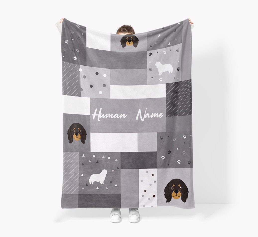 Patchwork: Personalised {breedFullName} Premium Sherpa Fleece Blanket