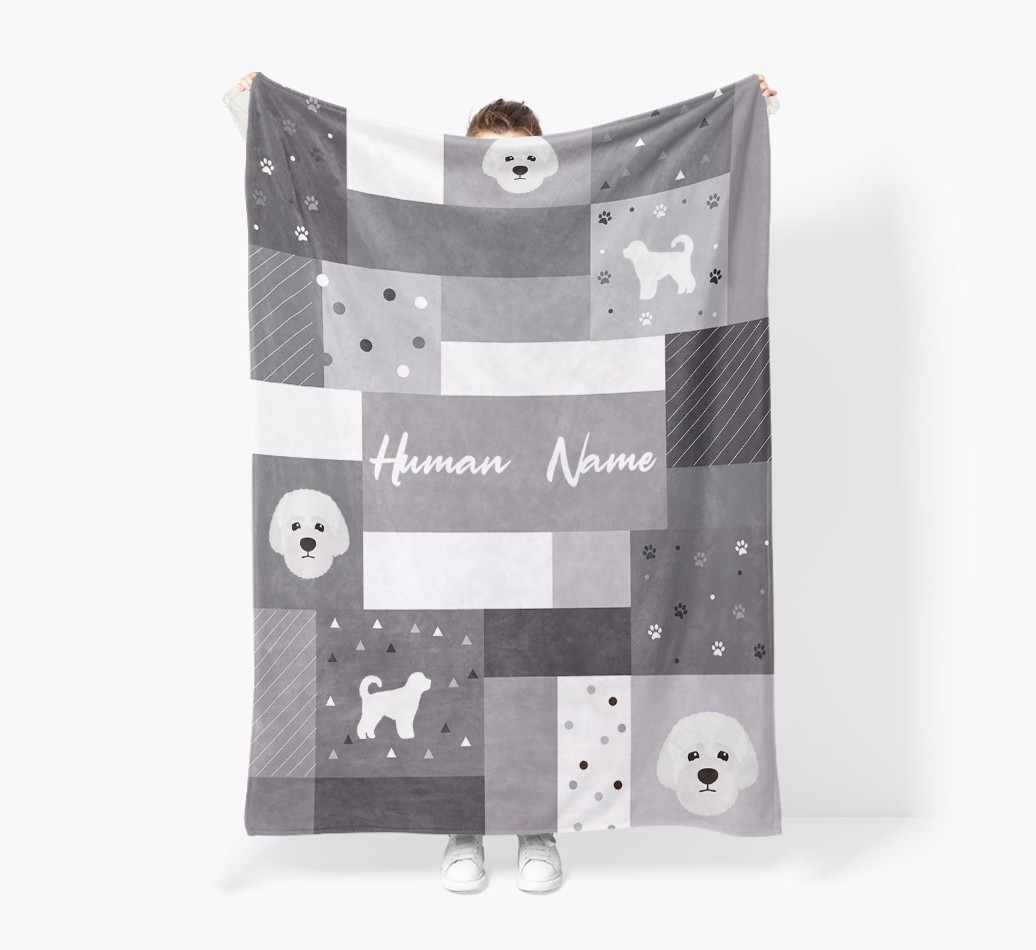Patchwork: Personalised {breedFullName} Premium Sherpa Fleece Blanket