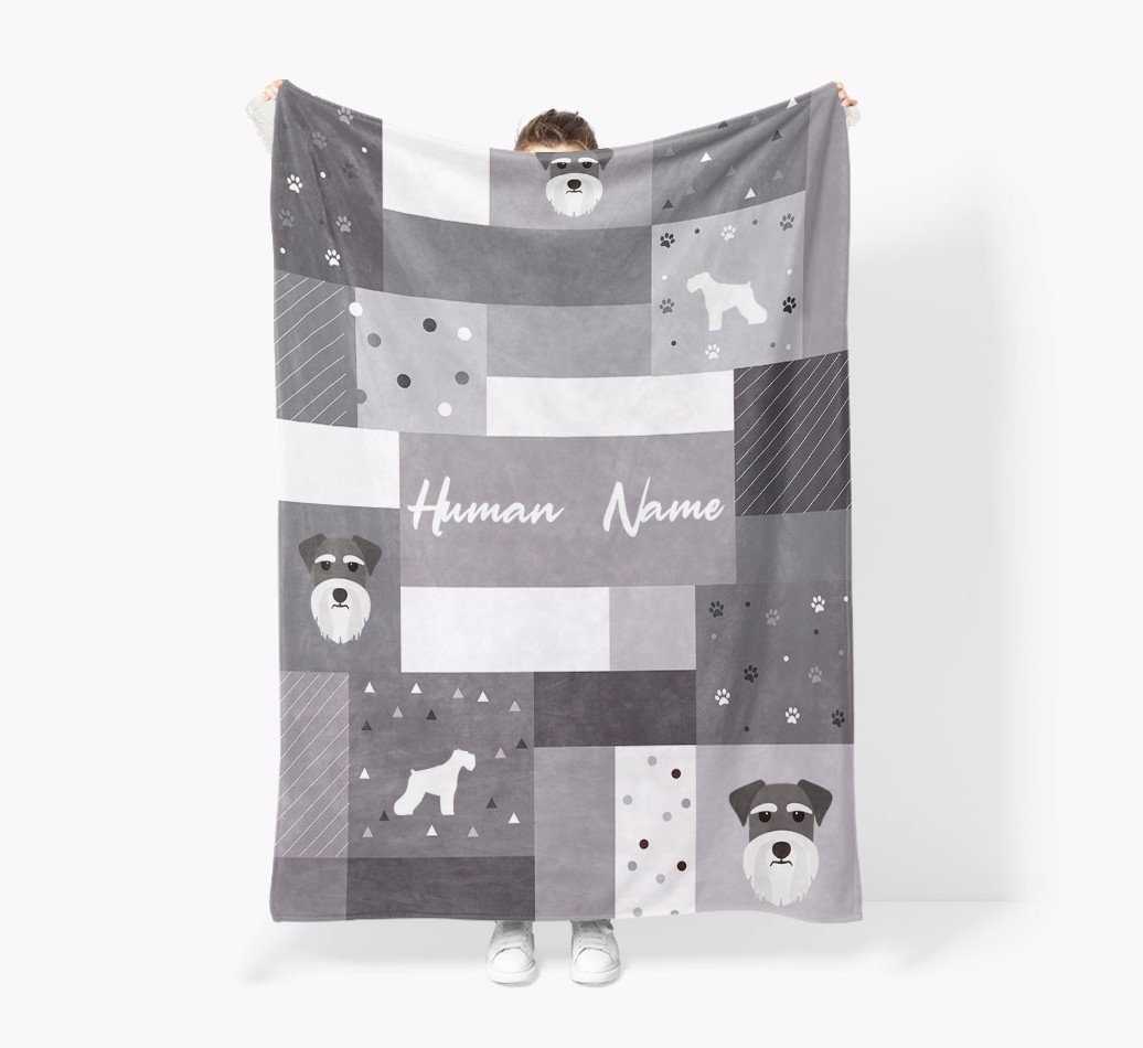 Patchwork: Personalized {breedFullName} Premium Sherpa Fleece Blanket