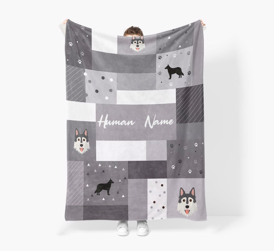 Patchwork: Personalised {breedFullName} Premium Sherpa Fleece Blanket