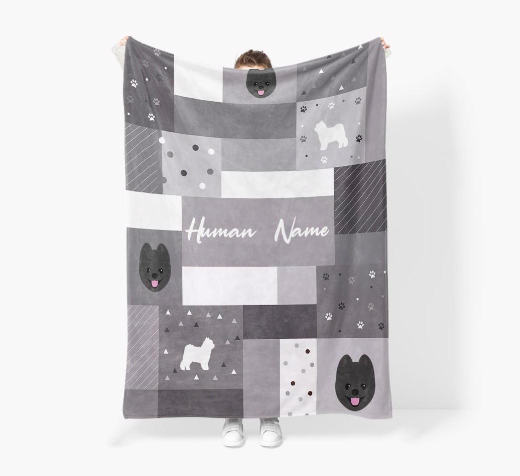 Patchwork: Personalised {breedFullName} Premium Sherpa Fleece Blanket