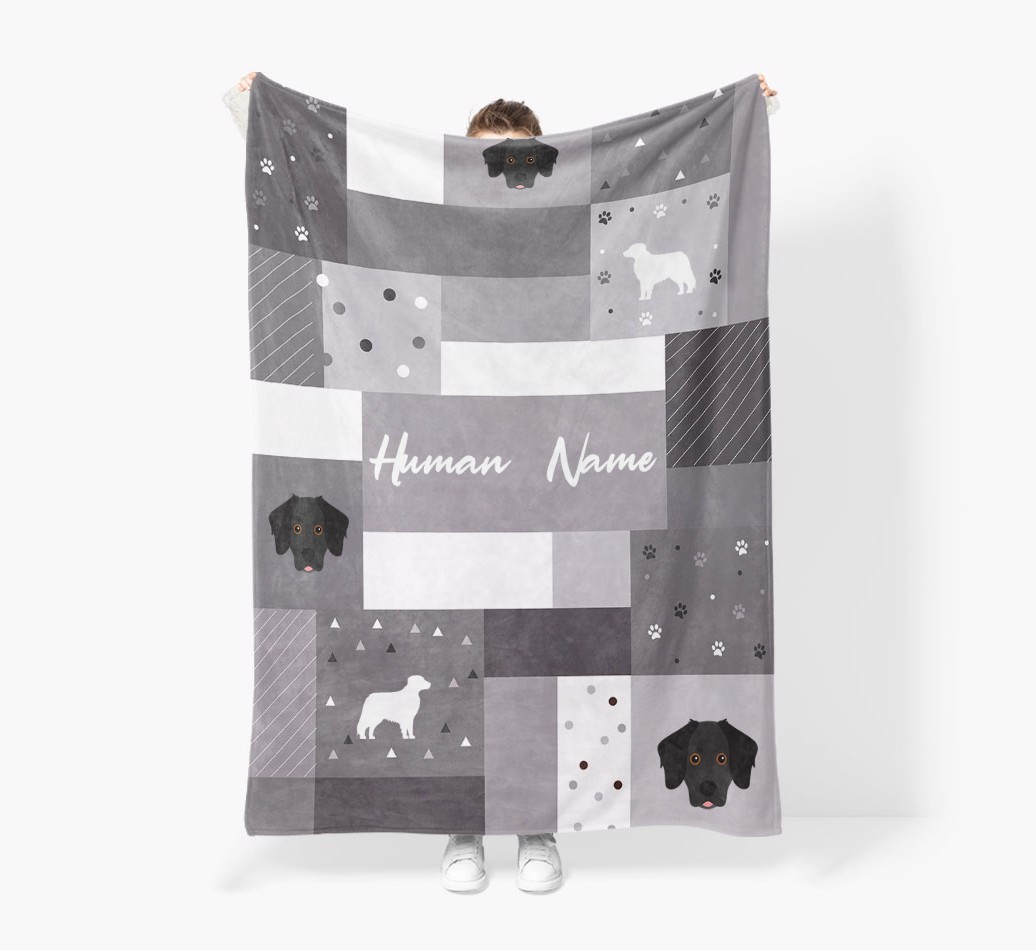 Patchwork: Personalized {breedFullName} Premium Sherpa Fleece Blanket