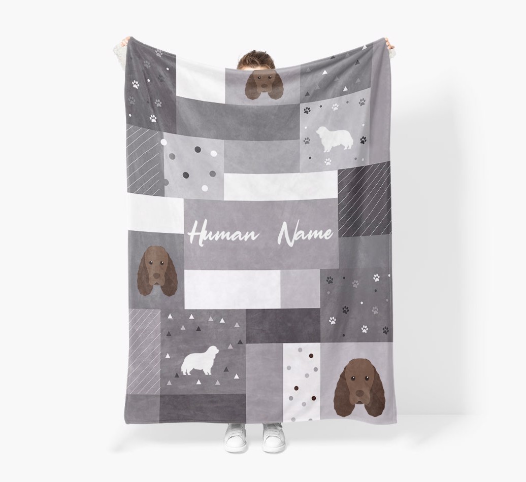 Patchwork: Personalised {breedFullName} Premium Sherpa Fleece Blanket