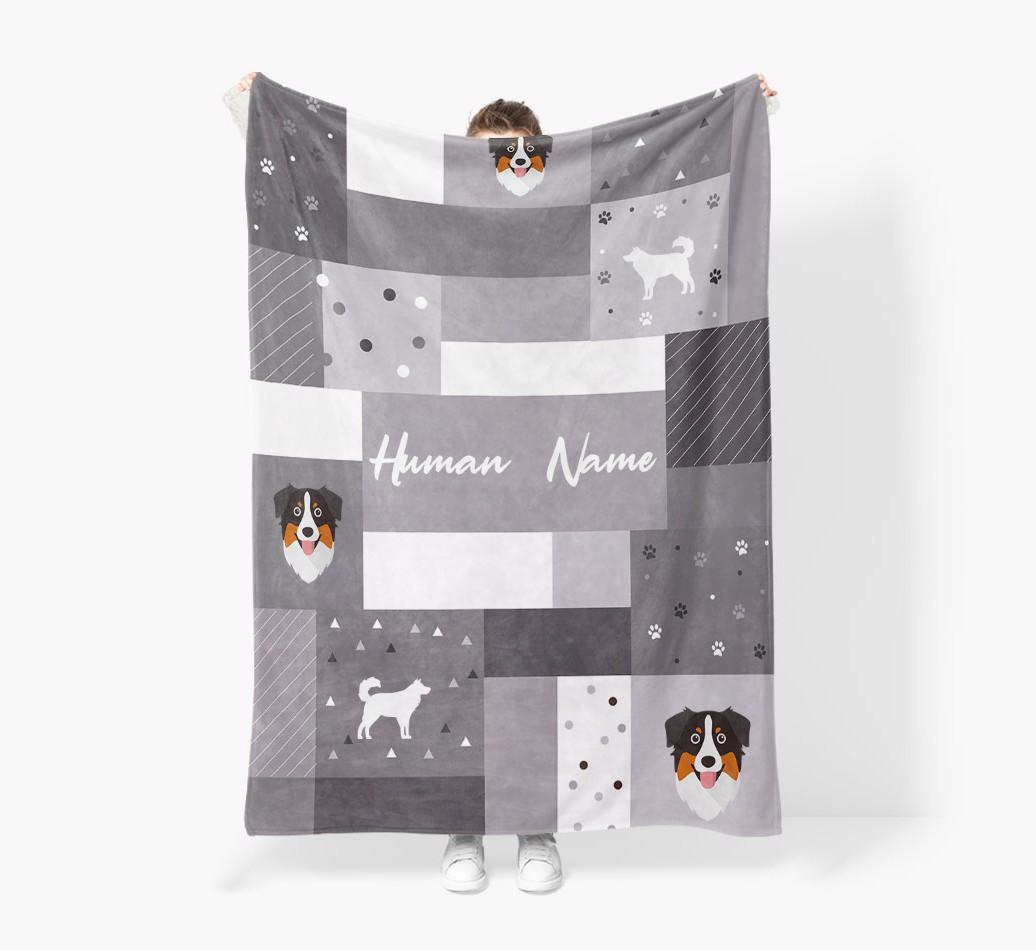 Patchwork: Personalized {breedFullName} Premium Sherpa Fleece Blanket