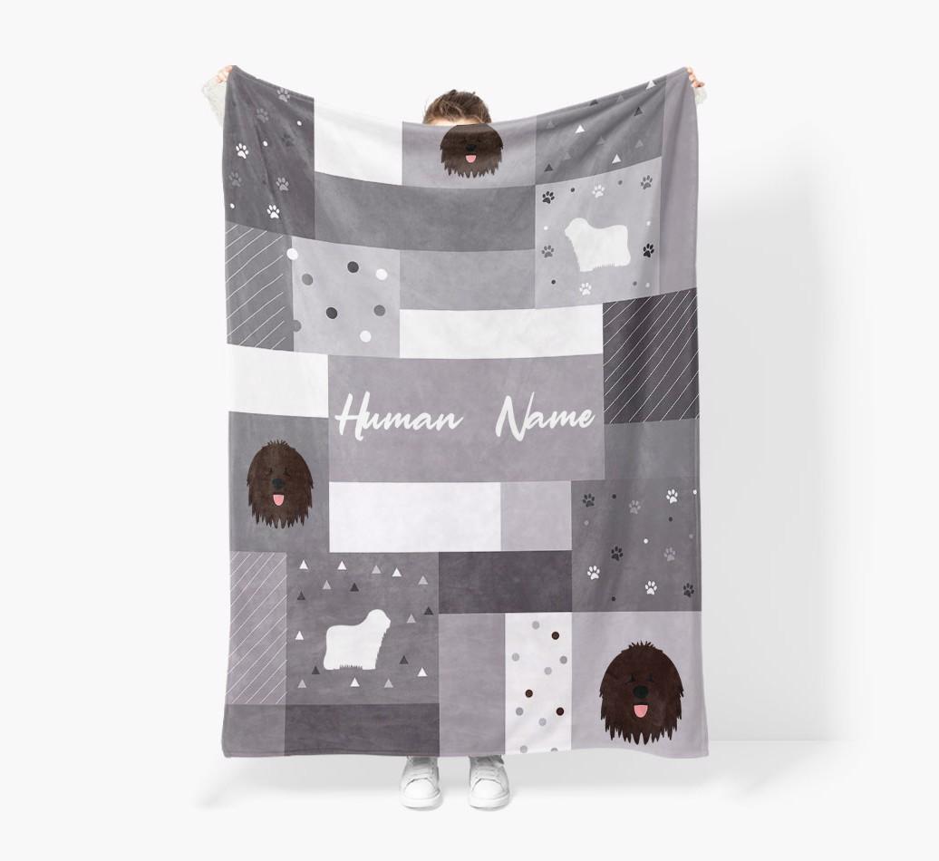 Patchwork: Personalized {breedFullName} Premium Sherpa Fleece Blanket