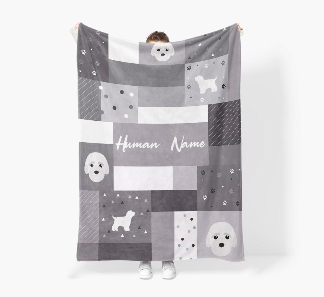 Patchwork: Personalized {breedFullName} Premium Sherpa Fleece Blanket