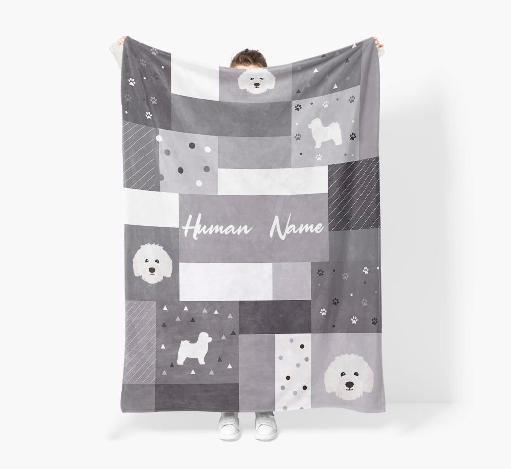 Patchwork: Personalized {breedFullName} Premium Sherpa Fleece Blanket