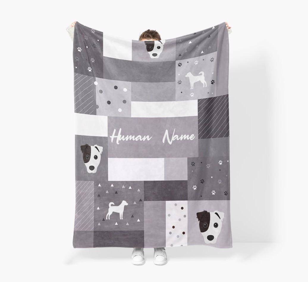 Patchwork: Personalized {breedFullName} Premium Sherpa Fleece Blanket