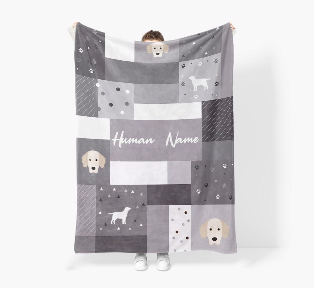 Patchwork: Personalized {breedFullName} Premium Sherpa Fleece Blanket