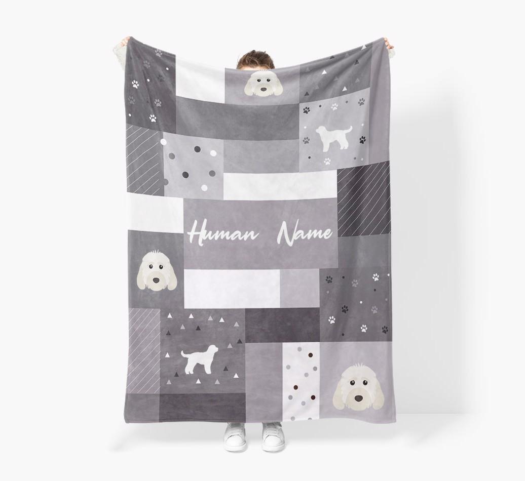 Patchwork: Personalized {breedFullName} Premium Sherpa Fleece Blanket