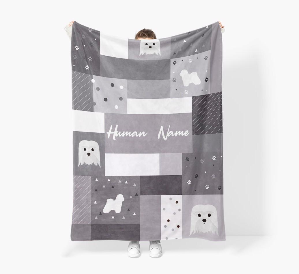 Patchwork: Personalized {breedFullName} Premium Sherpa Fleece Blanket