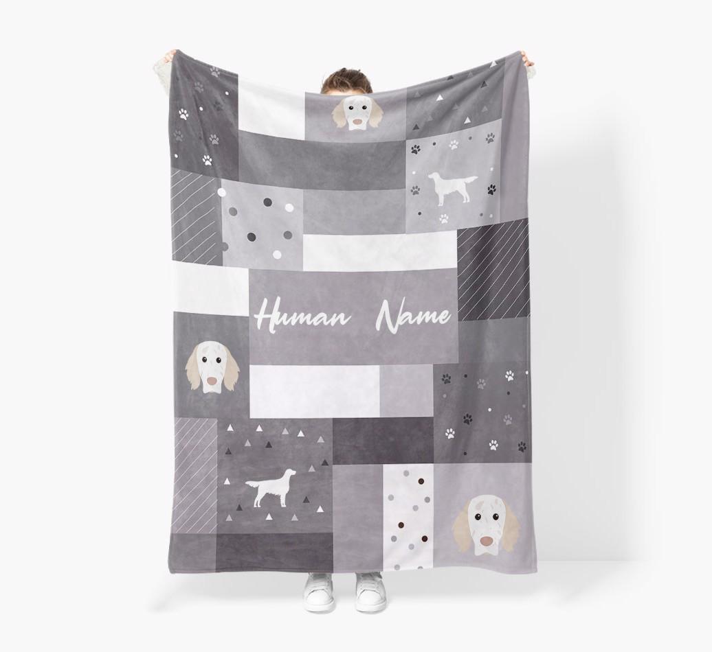 Patchwork: Personalized {breedFullName} Premium Sherpa Fleece Blanket