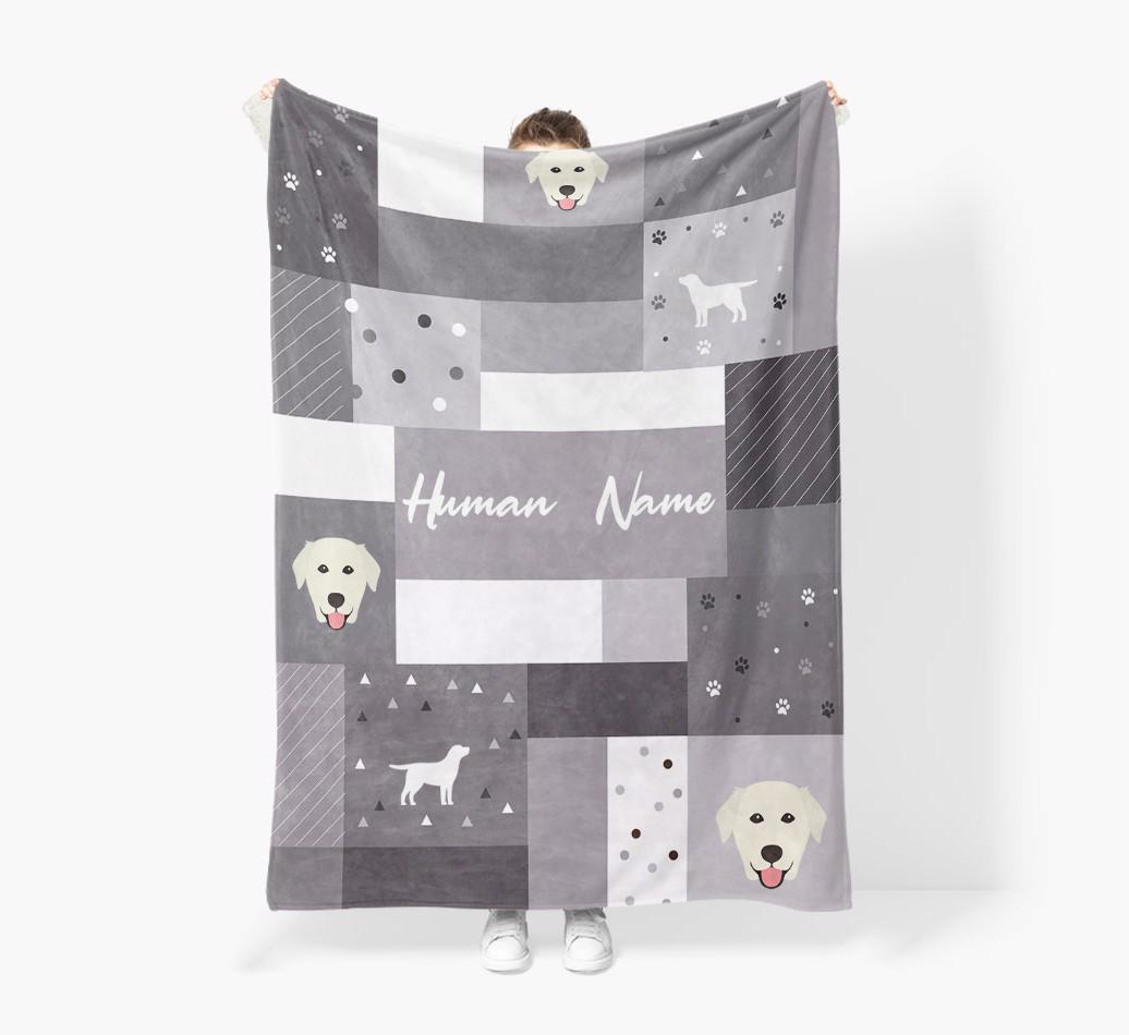 Patchwork: Personalised {breedFullName} Premium Sherpa Fleece Blanket