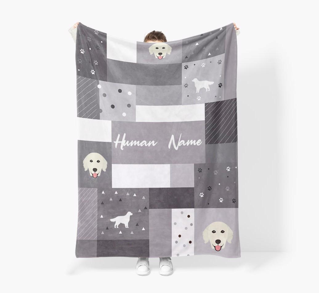 Patchwork: Personalized {breedFullName} Premium Sherpa Fleece Blanket