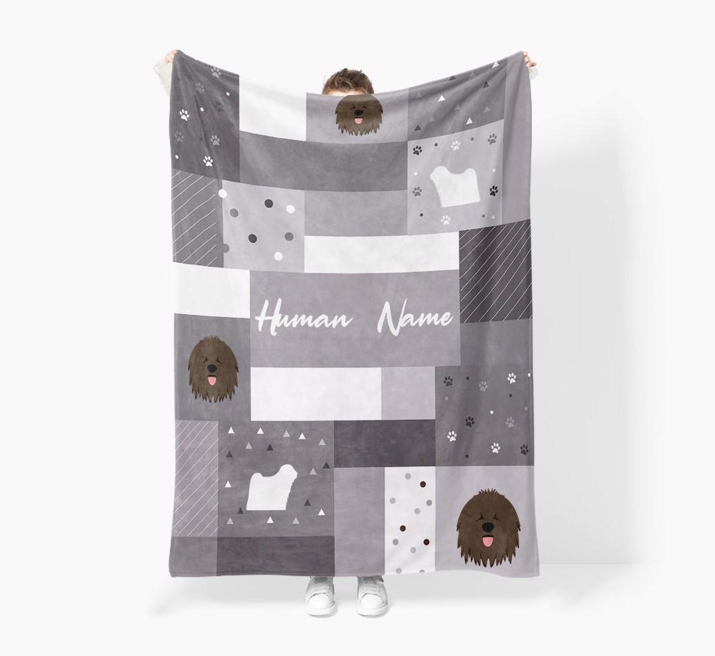 Patchwork: Personalized {breedFullName} Premium Sherpa Fleece Blanket