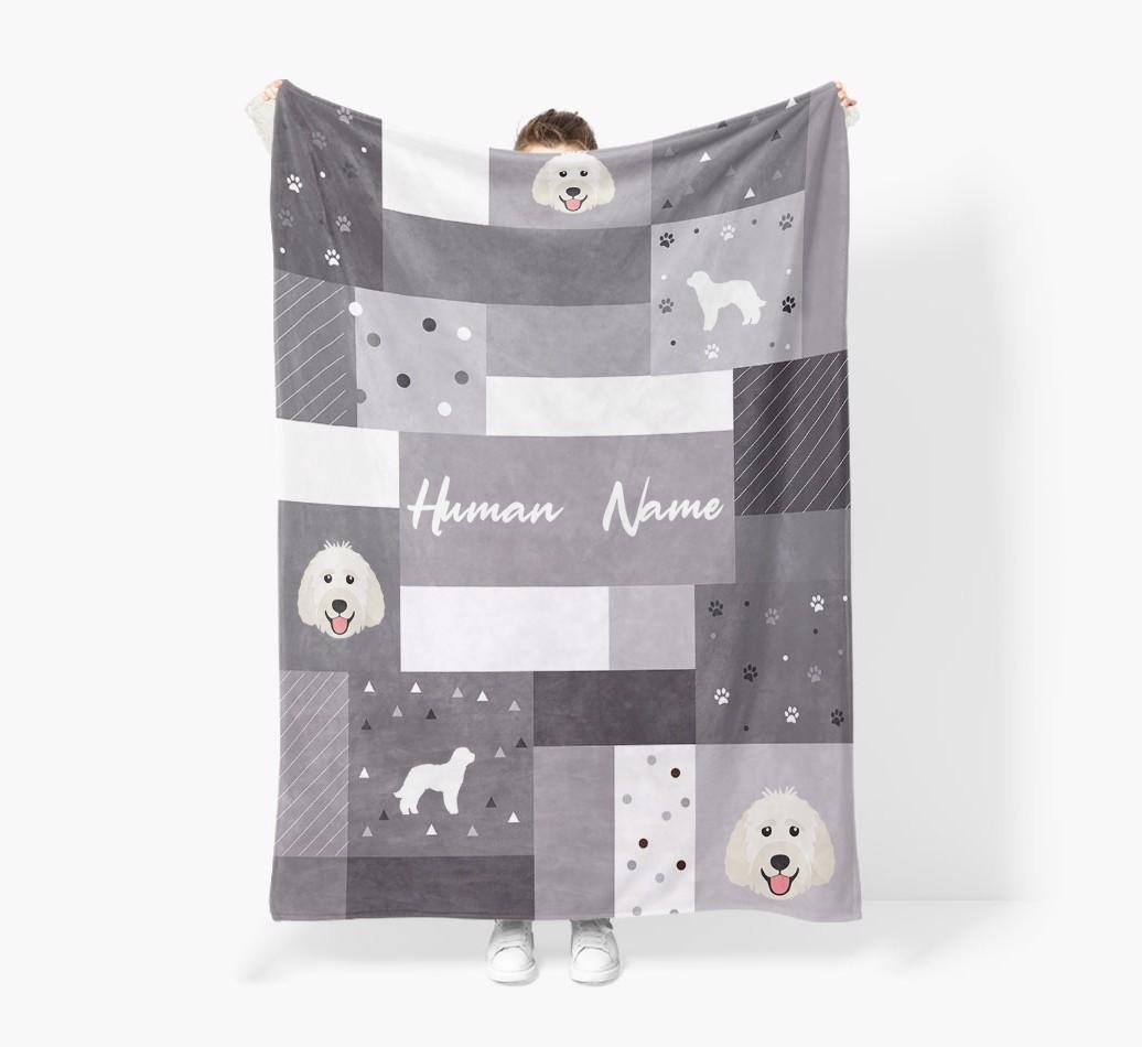 Patchwork: Personalized {breedFullName} Premium Sherpa Fleece Blanket