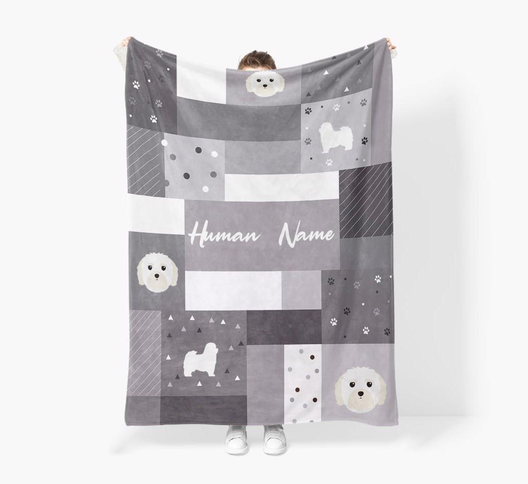 Patchwork: Personalized {breedFullName} Premium Sherpa Fleece Blanket