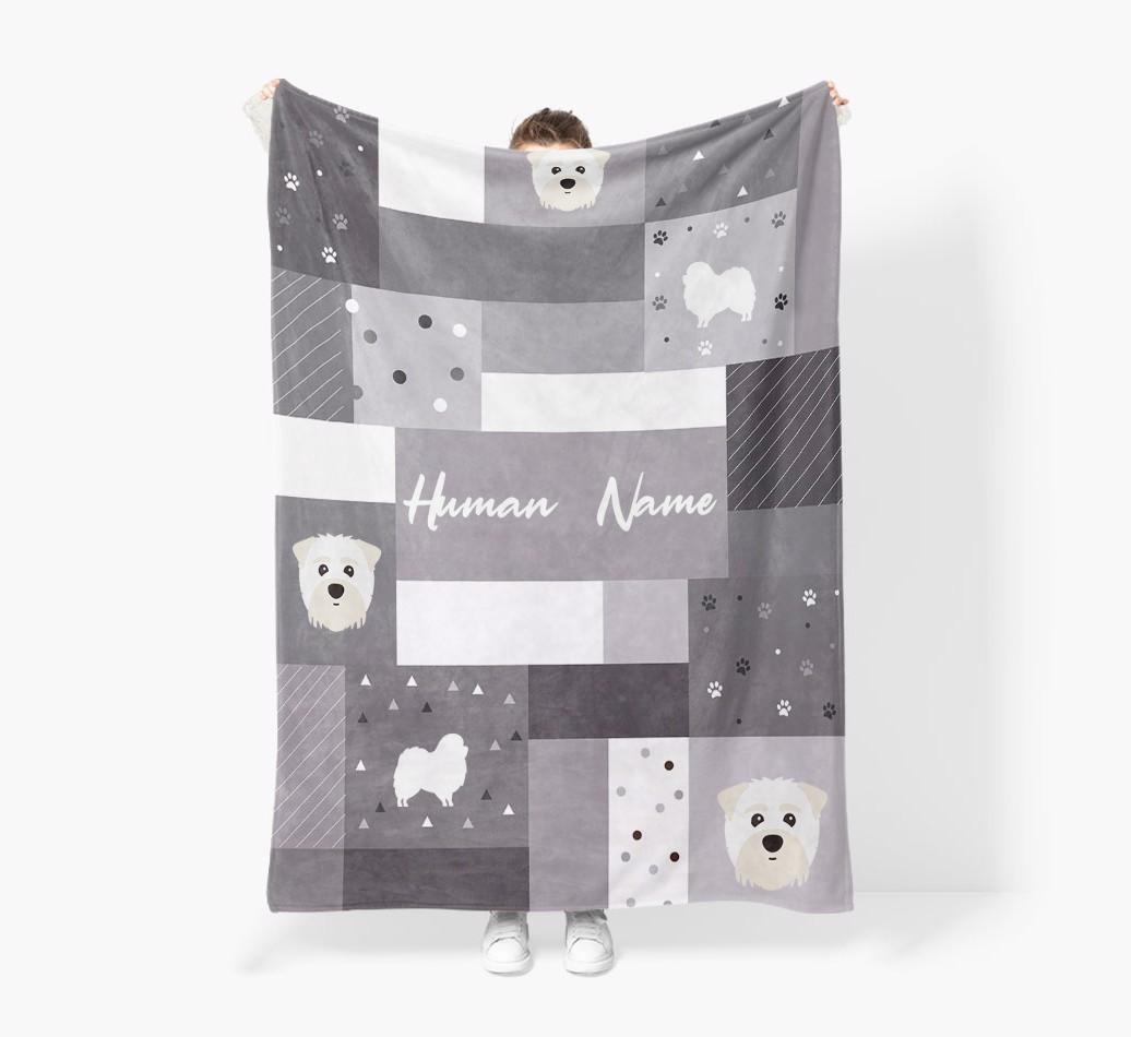 Patchwork: Personalized {breedFullName} Premium Sherpa Fleece Blanket