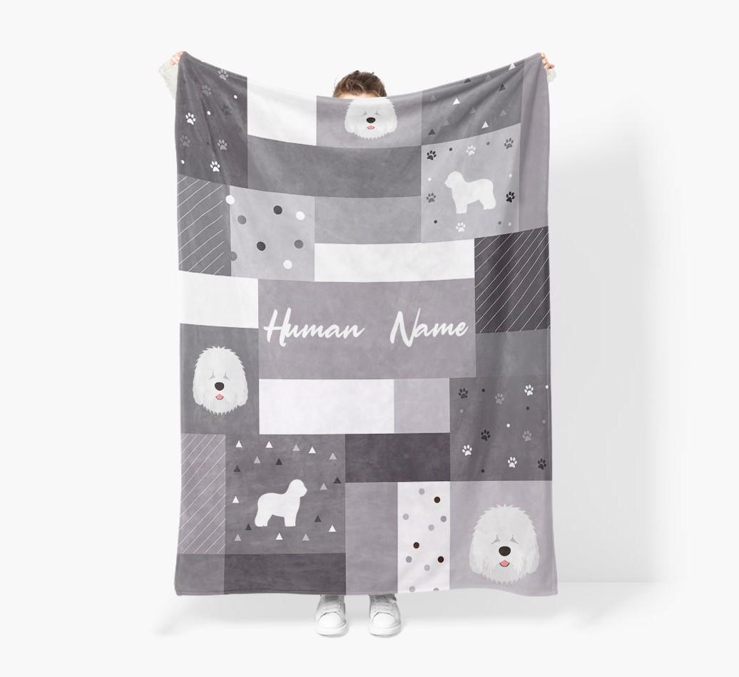 Patchwork: Personalized {breedFullName} Premium Sherpa Fleece Blanket