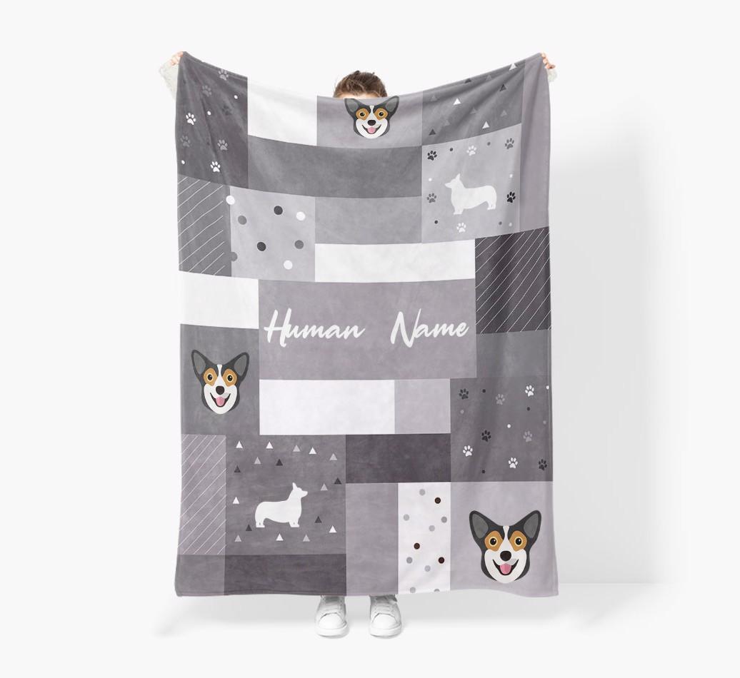 Patchwork: Personalized {breedFullName} Premium Sherpa Fleece Blanket