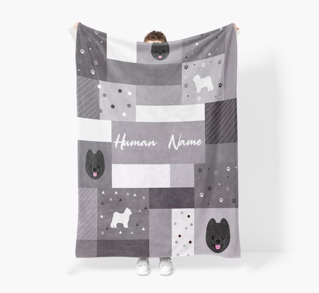 Patchwork: Personalized {breedFullName} Premium Sherpa Fleece Blanket