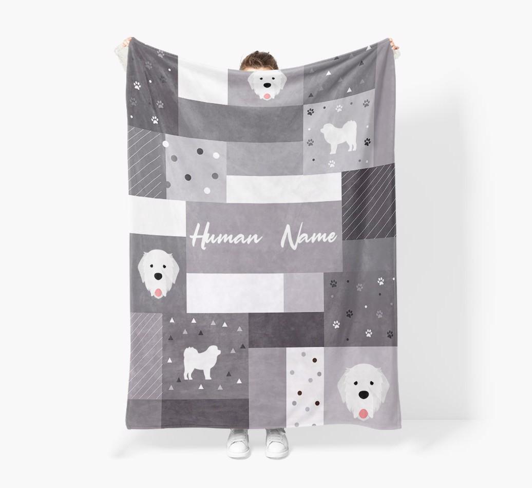 Patchwork: Personalized {breedFullName} Premium Sherpa Fleece Blanket