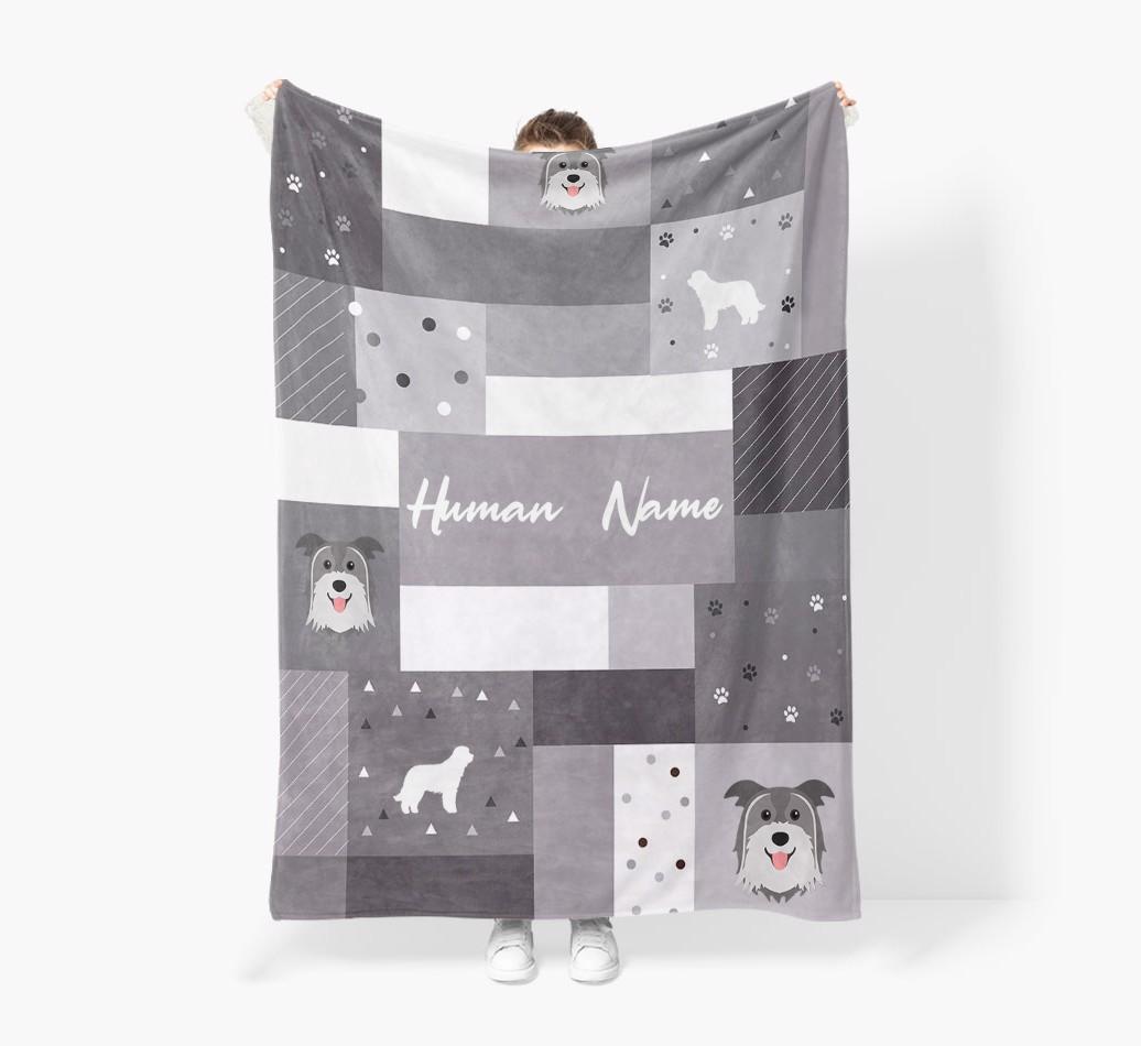 Patchwork: Personalized {breedFullName} Premium Sherpa Fleece Blanket