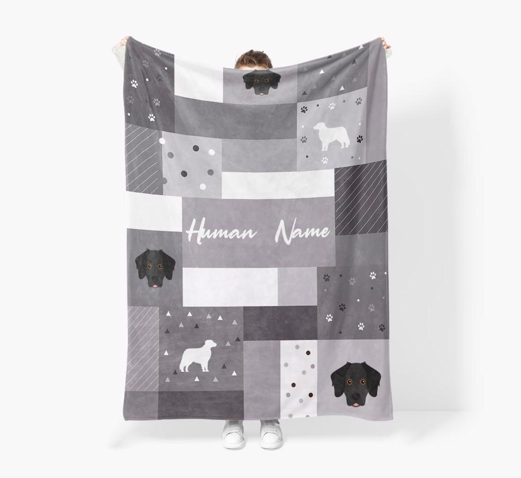 Patchwork: Personalized {breedFullName} Premium Sherpa Fleece Blanket