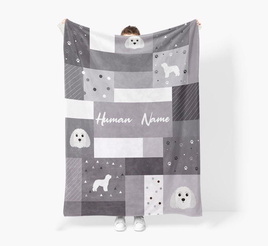 Patchwork: Personalized {breedFullName} Premium Sherpa Fleece Blanket