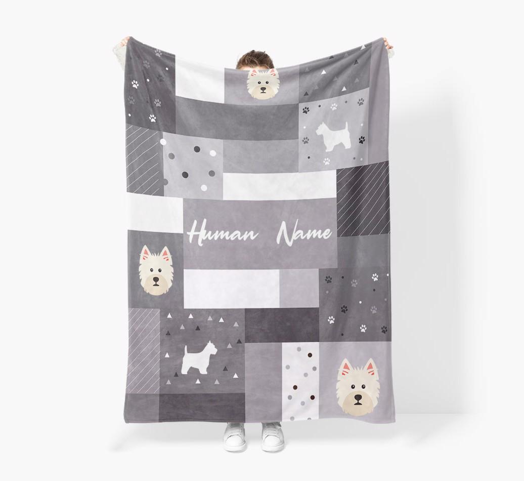 Patchwork: Personalized {breedFullName} Premium Sherpa Fleece Blanket