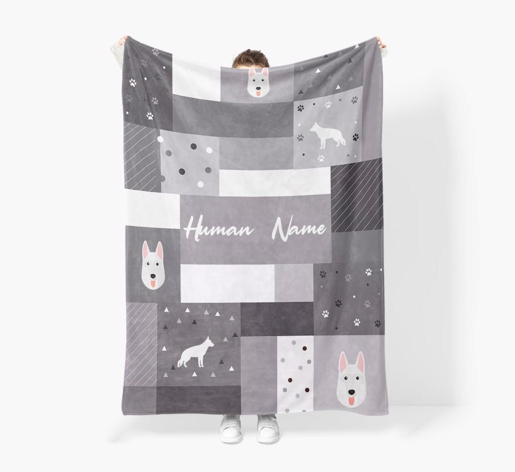 Patchwork: Personalized {breedFullName} Premium Sherpa Fleece Blanket