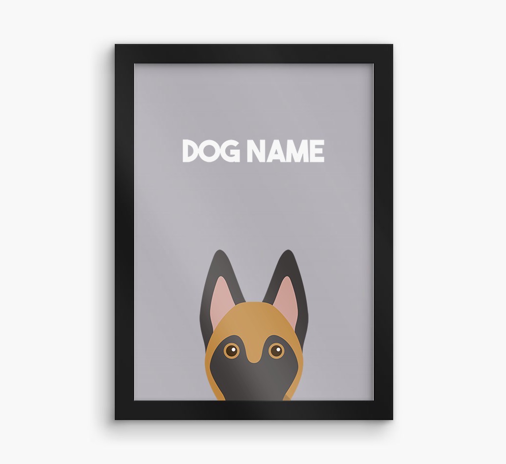Peeking Dog: Personalized {breedFullName} Framed Print