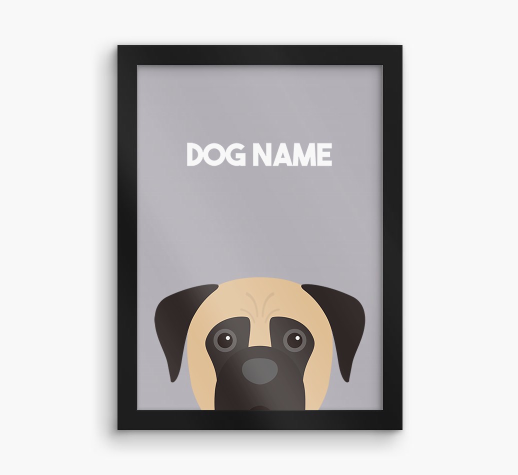 Peeking Dog: Personalised {breedFullName} Framed Print