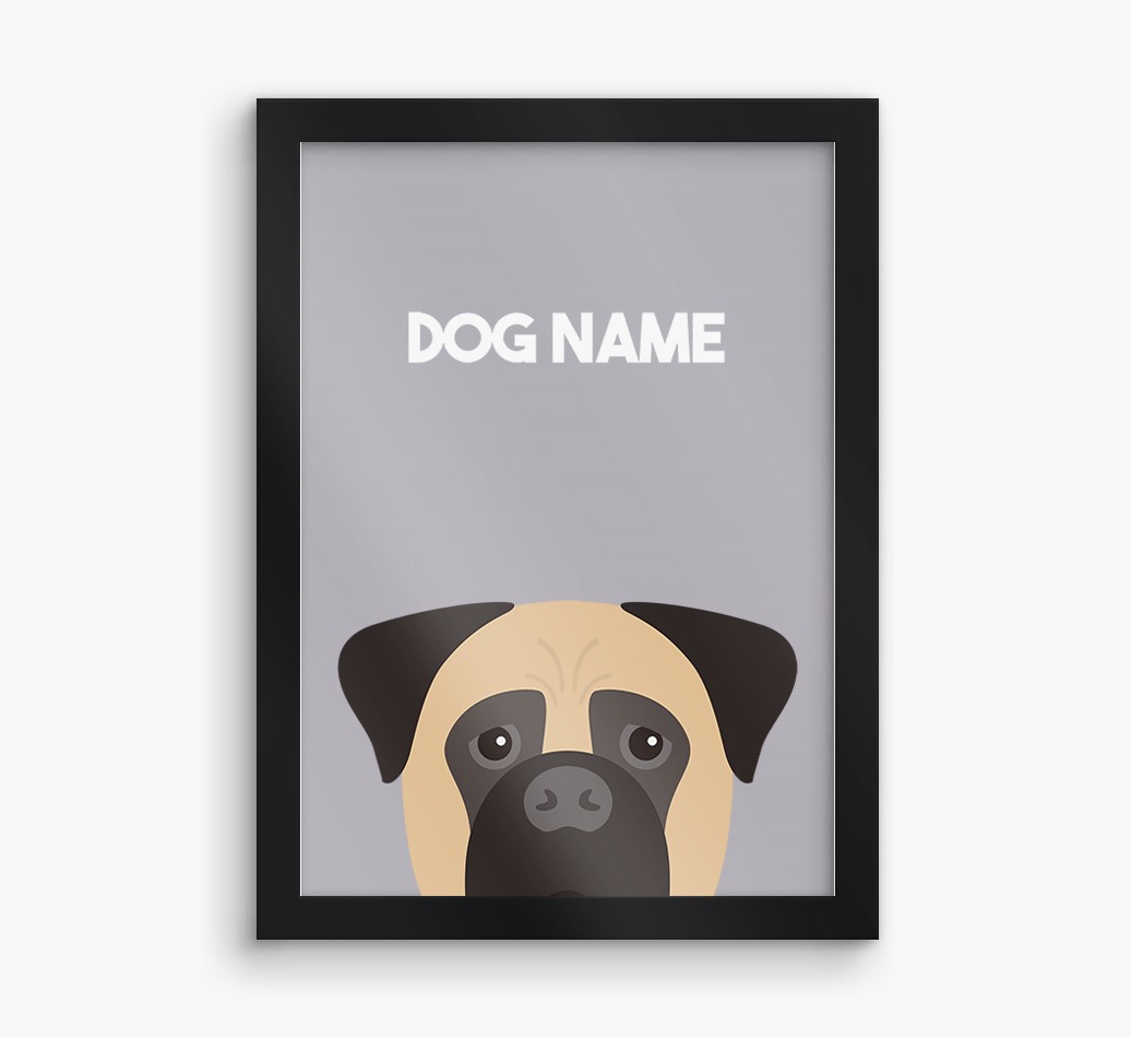 Peeking Dog: Personalised {breedFullName} Framed Print