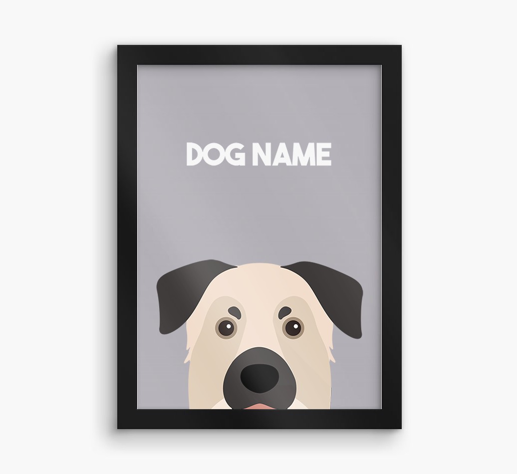 Peeking Dog: Personalised {breedFullName} Framed Print