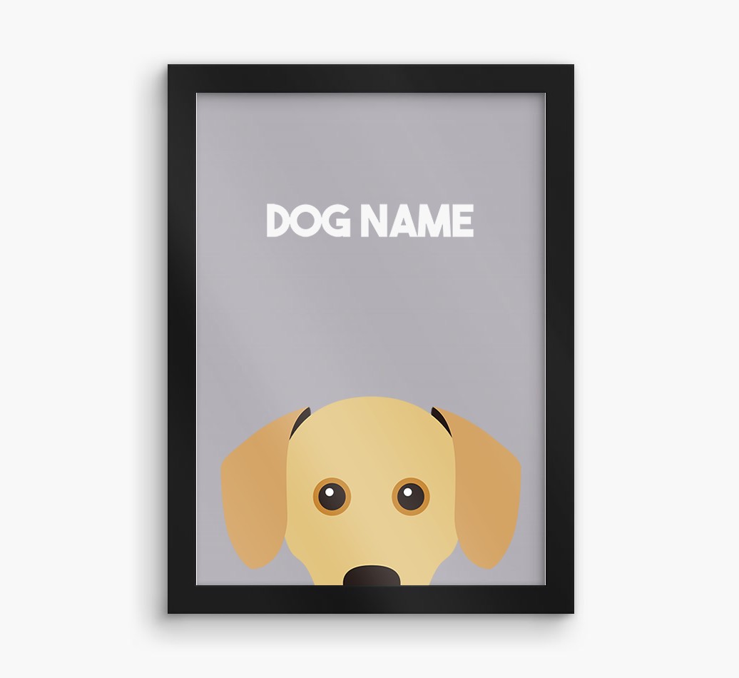 Peeking Dog: Personalised {breedFullName} Framed Print
