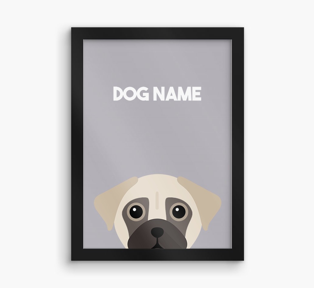 Peeking Dog: Personalised {breedFullName} Framed Print