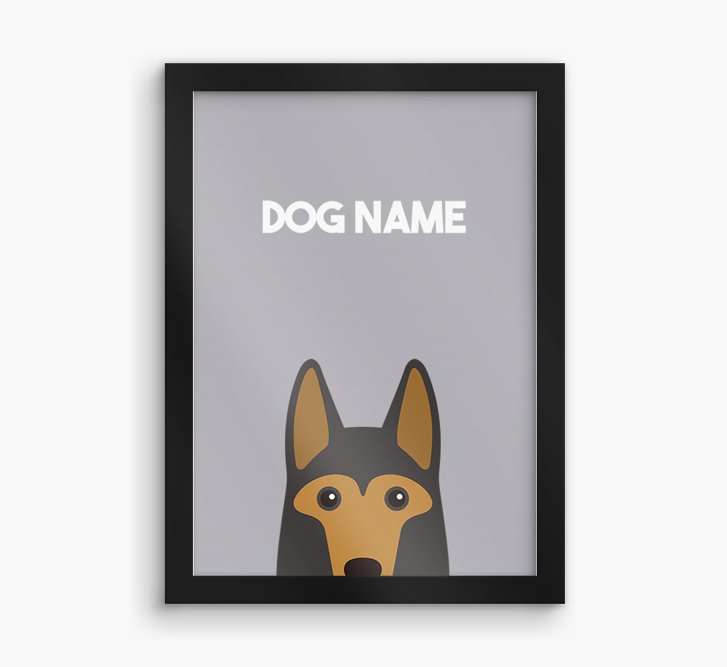 Peeking Dog: Personalised {breedFullName} Framed Print