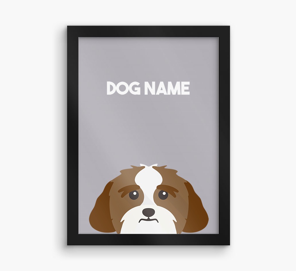 Peeking Dog: Personalised {breedFullName} Framed Print