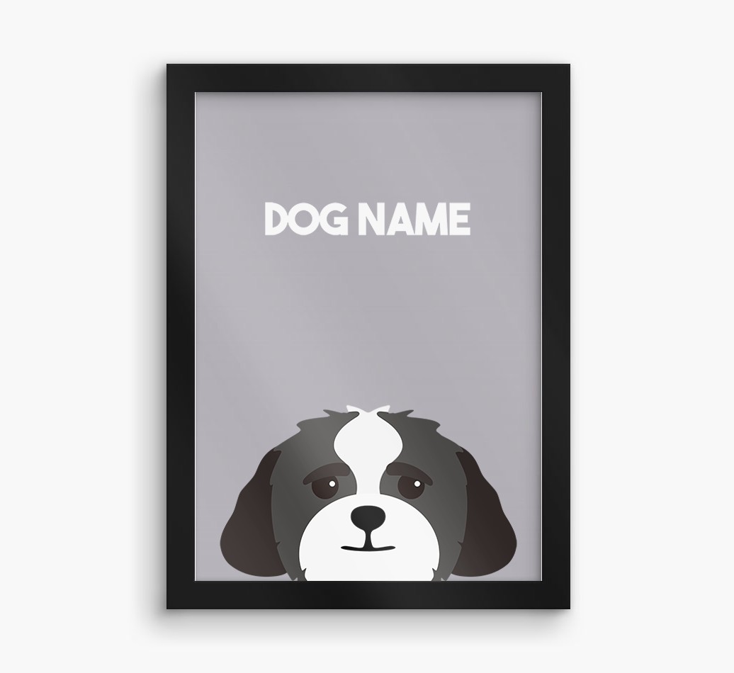 Peeking Dog: Personalised {breedFullName} Framed Print