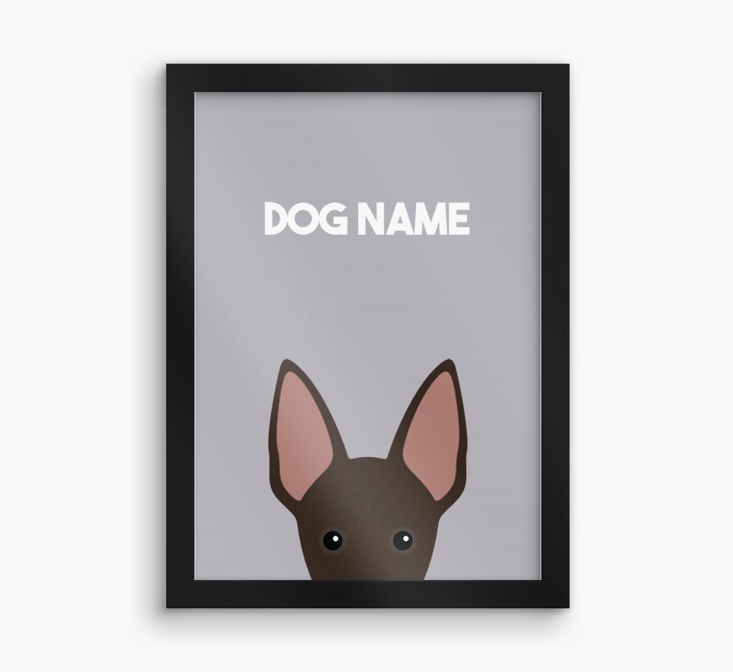 Peeking Dog: Personalised {breedFullName} Framed Print