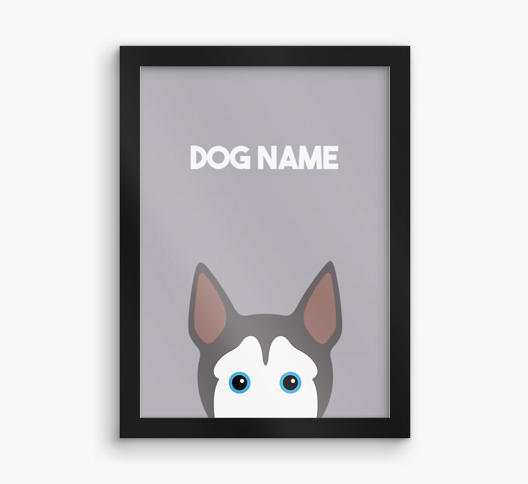 Peeking Dog: Personalised {breedFullName} Framed Print