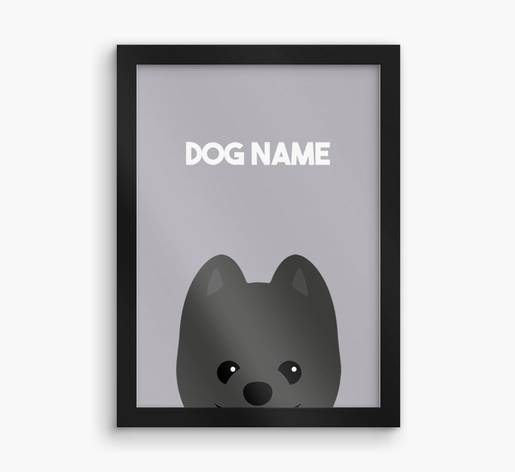 Peeking Dog: Personalised {breedFullName} Framed Print