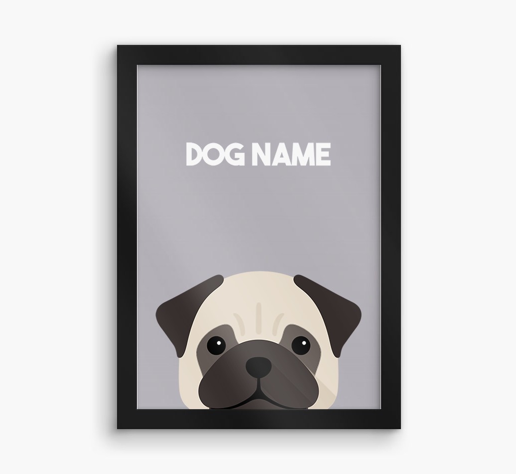 Peeking Dog: Personalised {breedFullName} Framed Print