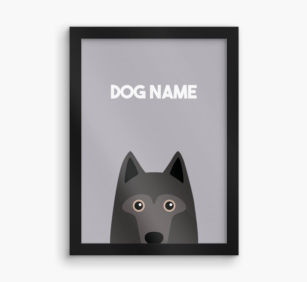 Peeking Dog: Personalised {breedFullName} Framed Print