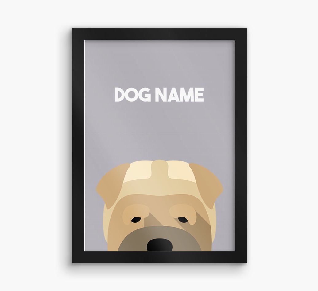 Peeking Dog: Personalised {breedFullName} Framed Print