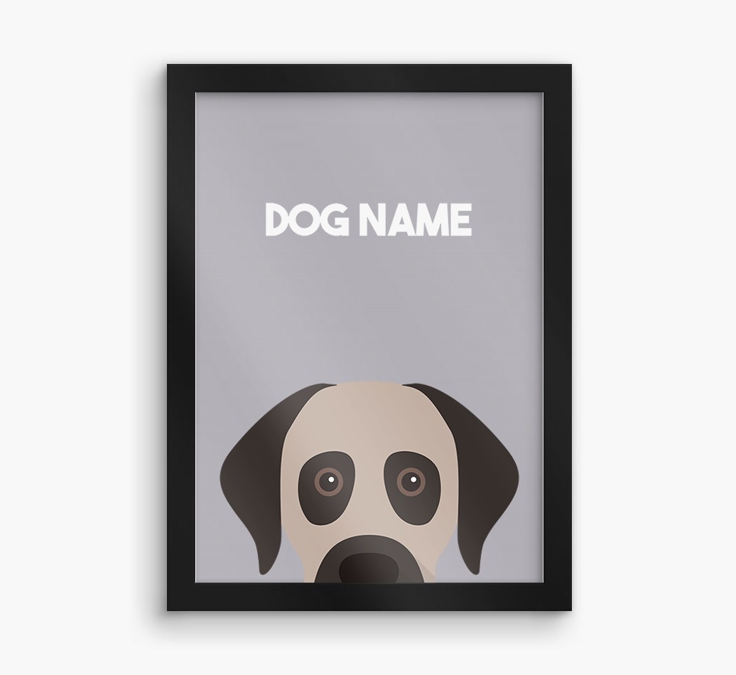 Peeking Dog: Personalized {breedFullName} Framed Print