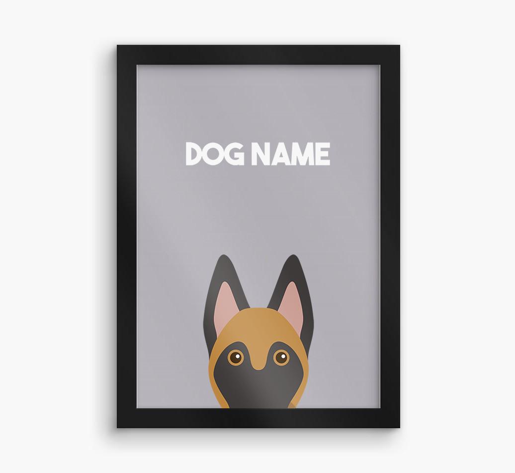 Peeking Dog: Personalized {breedFullName} Framed Print